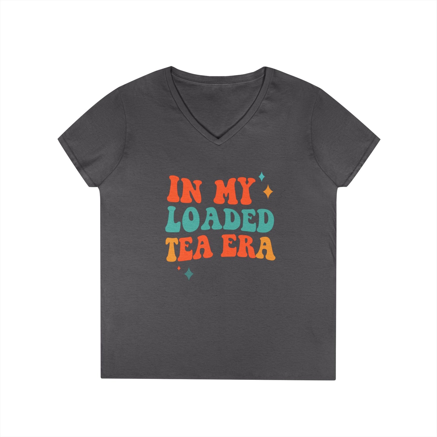 In My Loaded Tea Era” Retro Graphic Tee | Women’s V-Neck T-Shirt for Loaded Tea Lovers