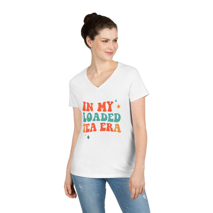 In My Loaded Tea Era” Retro Graphic Tee | Women’s V-Neck T-Shirt for Loaded Tea Lovers