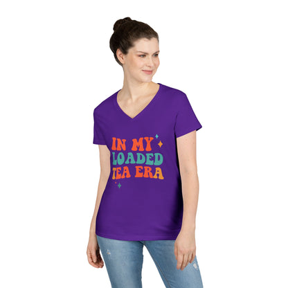 In My Loaded Tea Era” Retro Graphic Tee | Women’s V-Neck T-Shirt for Loaded Tea Lovers
