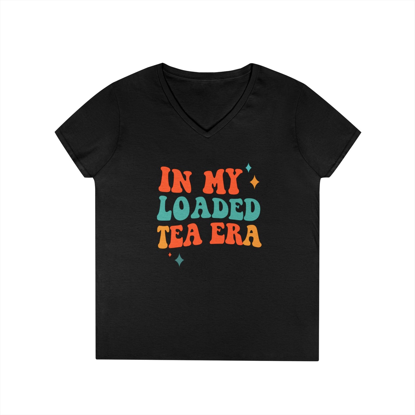 In My Loaded Tea Era” Retro Graphic Tee | Women’s V-Neck T-Shirt for Loaded Tea Lovers