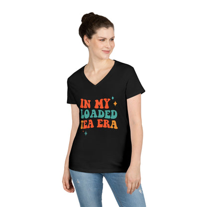 In My Loaded Tea Era” Retro Graphic Tee | Women’s V-Neck T-Shirt for Loaded Tea Lovers