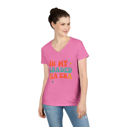 In My Loaded Tea Era” Retro Graphic Tee | Women’s V-Neck T-Shirt for Loaded Tea Lovers