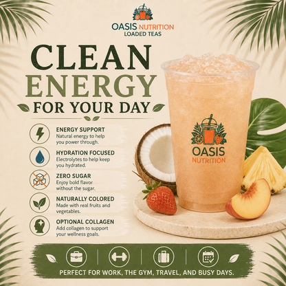 Oasis Naturals Loaded Tea Powder | No Artificial Food Dyes | Zero Sugar Energy Drink Mix