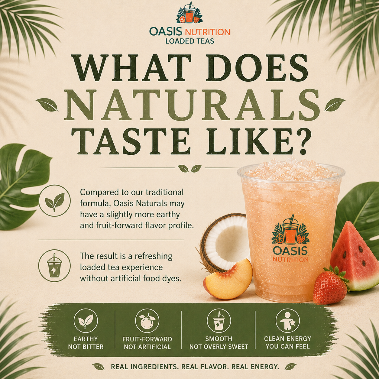 Oasis Naturals Loaded Tea Powder | No Artificial Food Dyes | Zero Sugar Energy Drink Mix