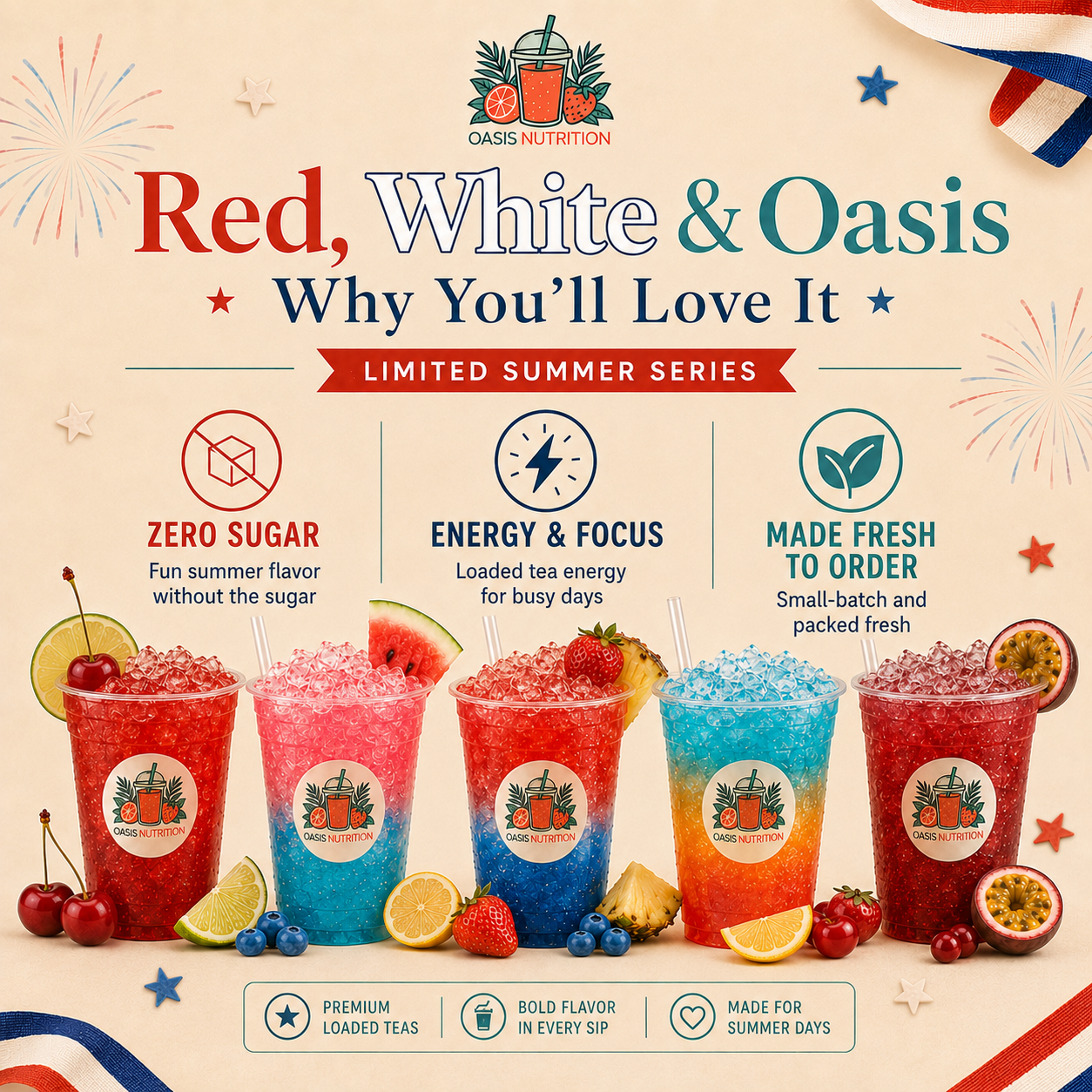 Red, White & Oasis Patriotic Loaded Tea 10-Pack